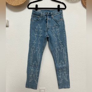 Levi's 501 Del Norte High Rise Embroidered Jeans Size 26 x 28